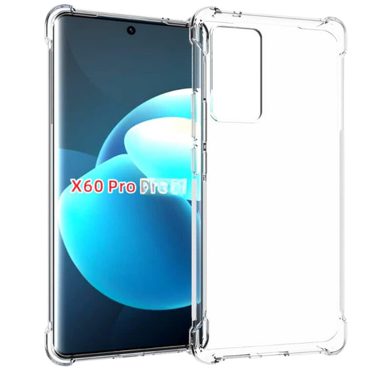 Vivo X60 Pro - AirPillow Cushion Transparent Soft Clear TPU Four Corners Protective Case With 2PC 9H Tempered Glass Screen Protector