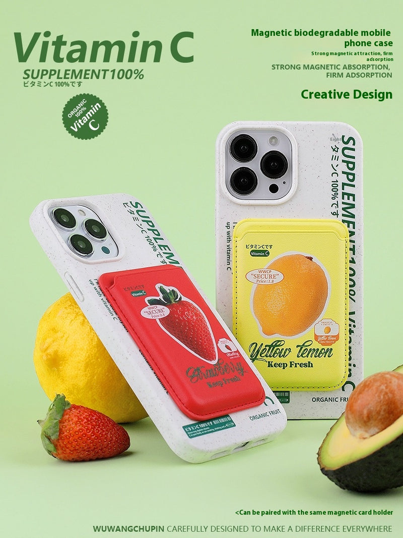 Load image into Gallery viewer, [Magsafe Compatible][With Card Holder] Apple iPhone 12 / Pro / Pro Max avocado, strawberry, and lemon card holder Shockproof Fashion Wallet Series Case
