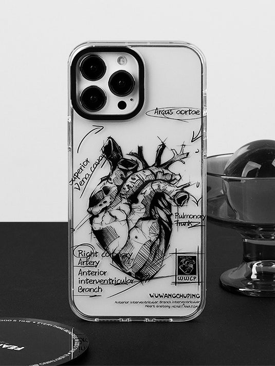 Apple iPhone 14/Pro/Pro Max heart diagram design style phone case Shockproof Fashion Series Case