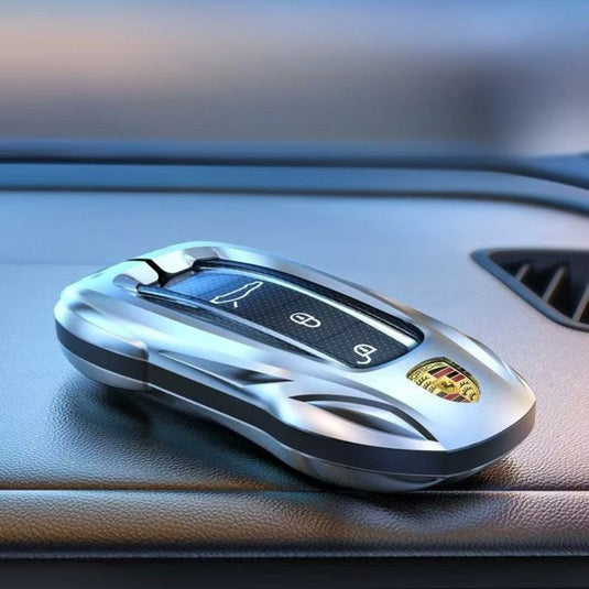 Porsche Stylish Metal Car Key Fob Case Cover For Cayenne, Macan, Panamera, Taycan, 718, 911