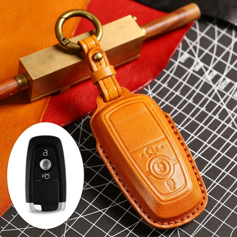 Load image into Gallery viewer, Ford Handcrafted Genuine Leather Folding Key Protective Case For Raptor F-150, Focus, Escort, Mondeo, Edge, Explorer, Mustang
