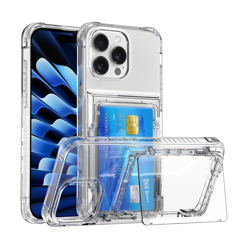 Load image into Gallery viewer, [With Card Slot] Apple iPhone 15/Plus/Pro/Max - Transparent Foldable Wallet Stand Shockproof Phone Case
