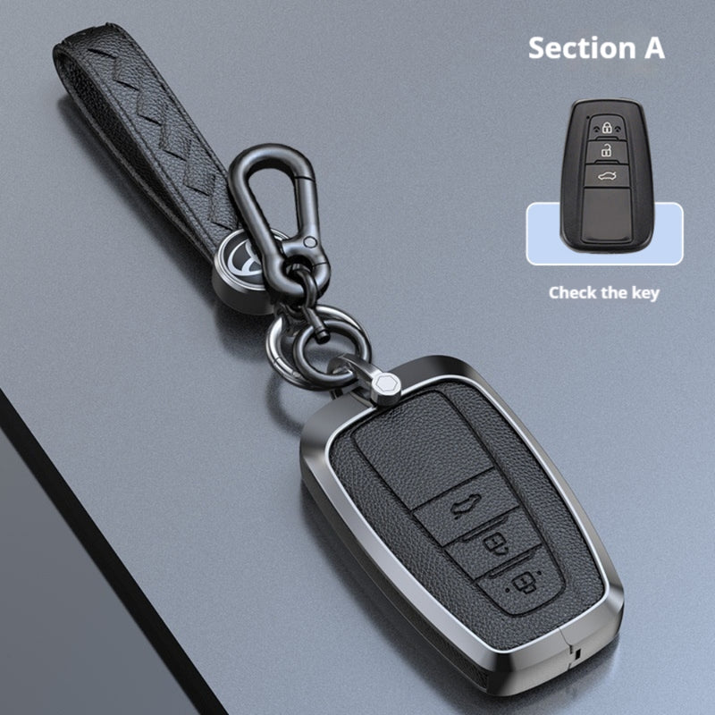 Load image into Gallery viewer, Toyota Zinc Alloy Leather Key Case For Camry, C-HR, Corolla, RAV4, Avalon, Land Cruiser, Prado, Prius
