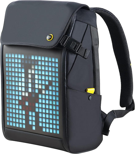 Divoom LED Display Laptop Waterproof Backpack With App Control, 17 Inch Cool DIY Pixel Art Animation Fashion Backpack, Unique Backpack For Men Or Women, Black, largre, Fashion