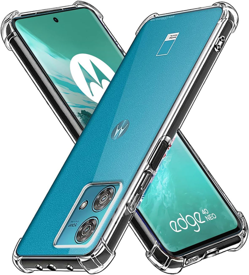 Load image into Gallery viewer, Motorola Moto Edge 40 Neo - AirPillow Cushion Transparent Soft Clear TPU Four Corners Protective Case With 2PC 9H Tempered Glass Sreen Protector
