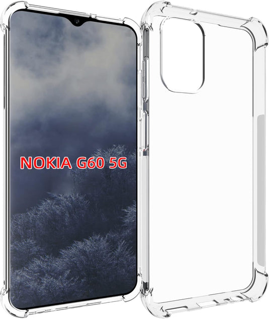 Nokia G60 - AirPillow Cushion Transparent Soft Clear TPU Four Corners Protective Case With 2PC 9H Tempered Glass Screen Protector