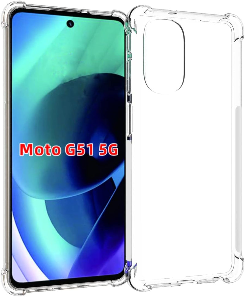 Load image into Gallery viewer, Motorola Moto G51 5G - AirPillow Cushion Transparent Soft Clear TPU Four Corners Protective Case With 2PC 9H Tempered Glass Screen Protector
