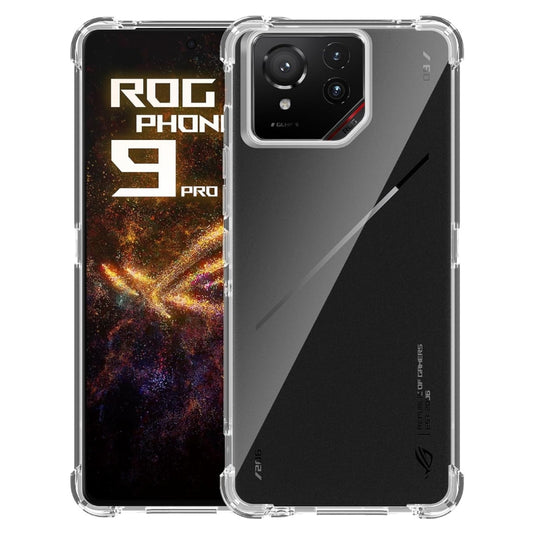 Asus ROG Phone 9/9 Pro - AirPillow Cushion Transparent Soft Clear TPU Four Corners Protective Case With 2PC 9H Tempered Glass Screen Protector