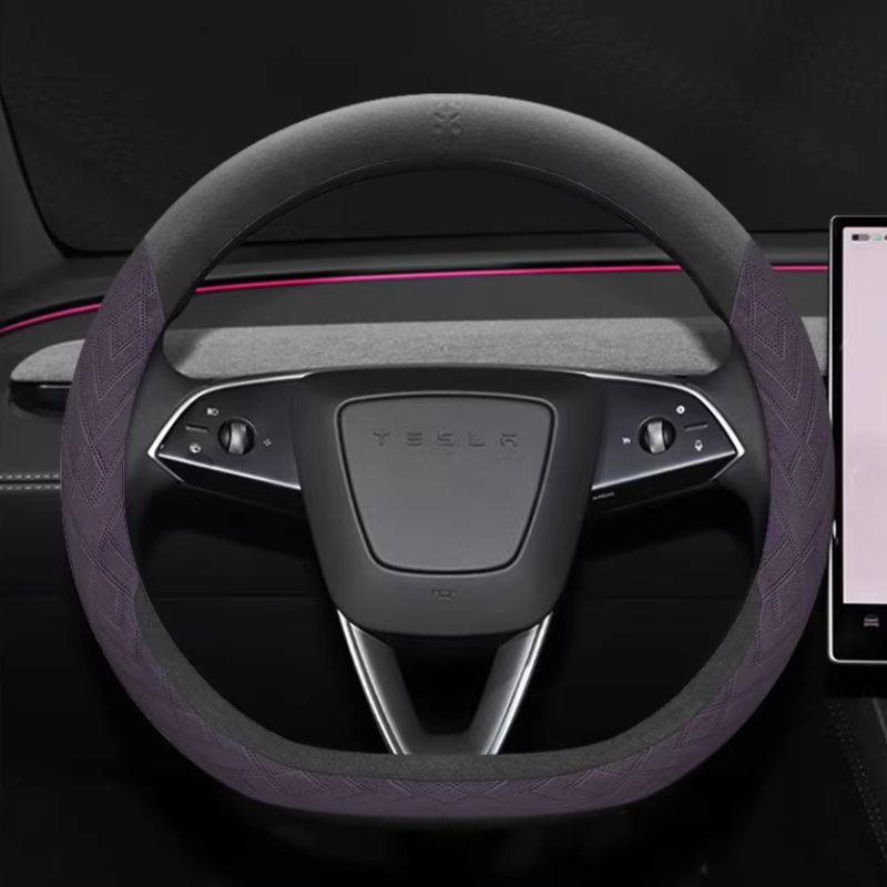 Load image into Gallery viewer, Tesla Soft Suede All-Season Comfort &amp; Anti-Slip Steering Wheel Cover For Model Y, Model 3
