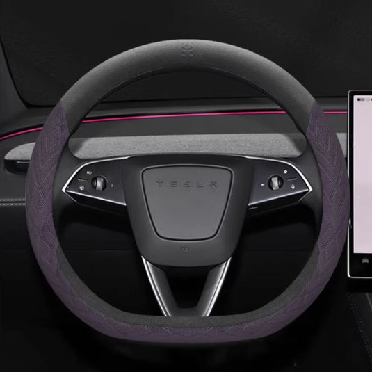 Tesla Soft Suede All-Season Comfort & Anti-Slip Steering Wheel Cover For Model Y, Model 3