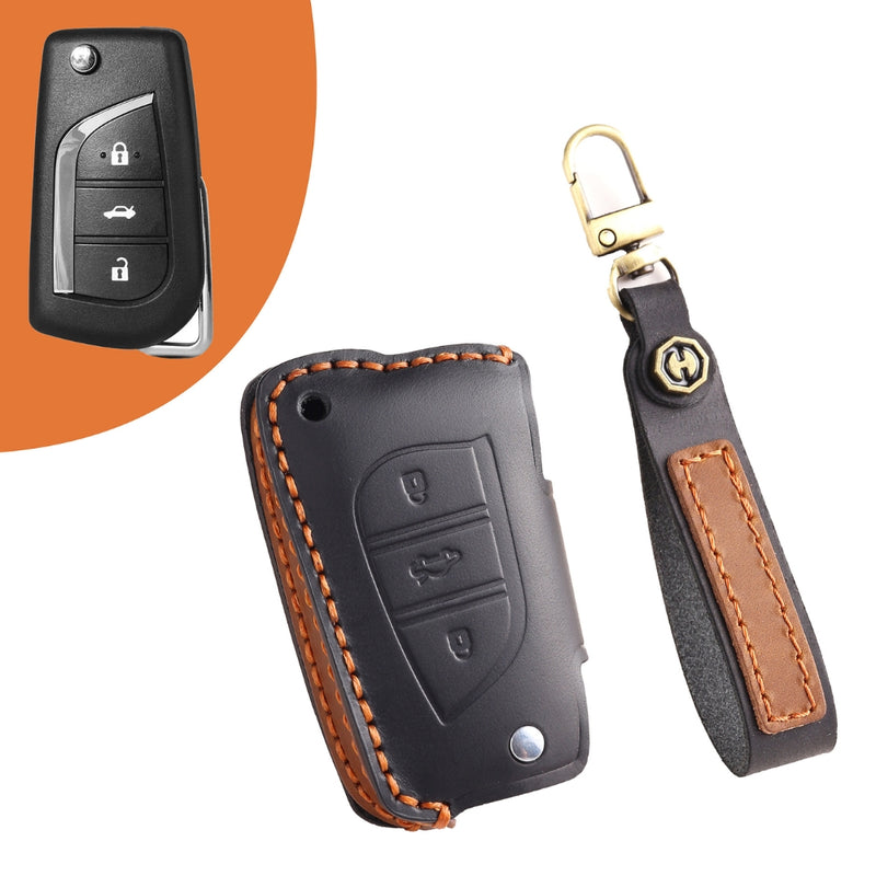 Load image into Gallery viewer, Toyota Handcrafted Genuine Leather Folding Key Protective Case For RAV4, Avalon, Avensis, Aygo, Camry, Corolla
