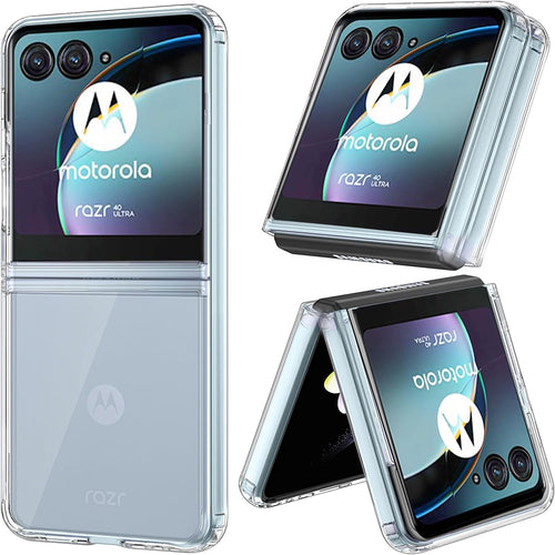 Motorola Moto Razr 40 - AirPillow Cushion Transparent Soft Clear TPU Shockproof Case With 2PC 9H Tempered Glass Screen Protector