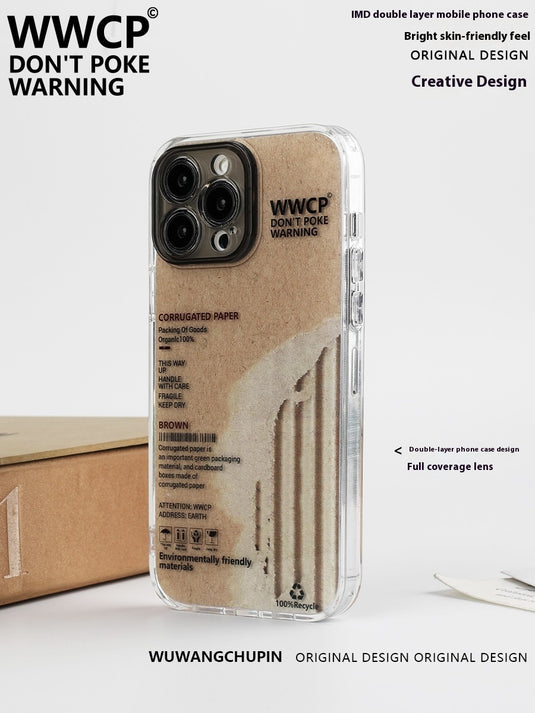 Apple iPhone 13/Pro/Pro Max brown vintage kraft paper English label design style Shockproof Fashion Series Case