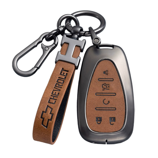 Chevrolet Zinc Alloy + PU Leather Car Key Fob Case Cover For Cavalier, Malibu, Cruze, Trax, Monza, Sail