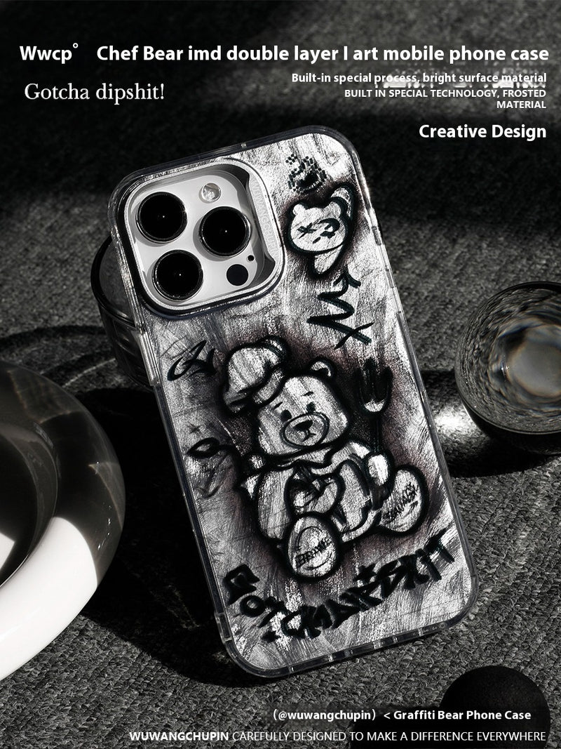 Load image into Gallery viewer, Apple iPhone 14/Pro/Pro Max Electroplated Bear Design Phone Case Shockproof Fashion Series Case
