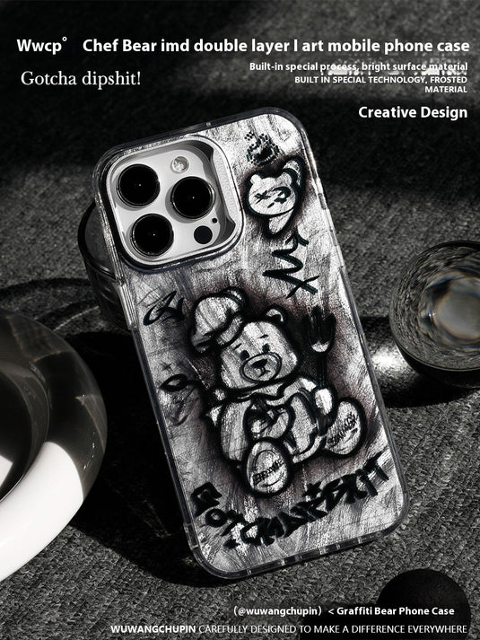 Apple iPhone 14/Pro/Pro Max Electroplated Bear Design Phone Case Shockproof Fashion Series Case