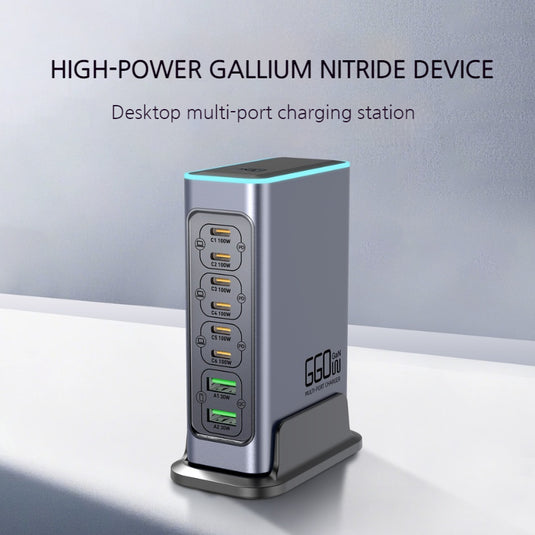 660W GaN Smart Multi-Port Charger Tower with Colorful Lights - i-Station Mobile Phone & Electronic Device Repair and Accessories