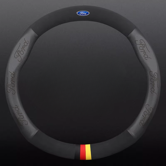 Ford Leather & Carbon Fiber Car Steering Wheel Covers for Mondeo, Focus, Edge, Escort, Kuga, Escape, Taurus