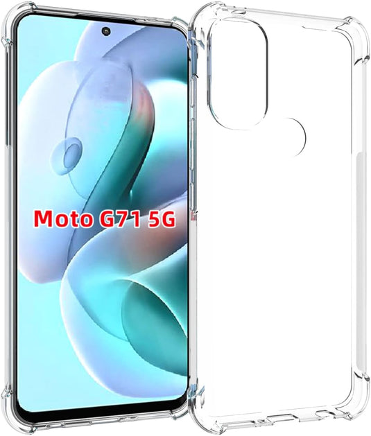 Motorola Moto G71 5G - AirPillow Cushion Transparent Soft Clear TPU Four Corners Protective Case With 2PC 9H Tempered Glass Sreen Protector