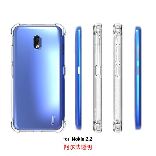 Nokia 2.2 - AirPillow Cushion Transparent Soft Clear TPU Four Corners Protective Case With 2PC 9H Tempered Glass Screen Protector