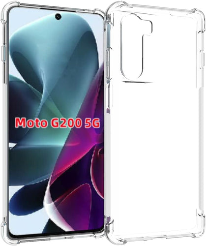 Motorola Moto G200 5G - AirPillow Cushion Transparent Soft Clear TPU Four Corners Protective Case With 2PC 9H Tempered Glass Sreen Protector