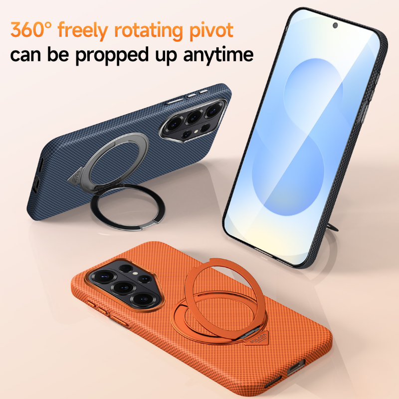 Load image into Gallery viewer, [Built-in Stand][Magsafe Compatible] Samsung Galaxy S26/Plus/Ultra - Carbon Fiber Pattern Shockproof Protective Case
