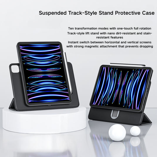 [Floating Track] [With Pen Slot] Apple iPad 10.2" 7th/8th/9th (2019/2020/2021) - Detachable Magnetic Shockproof Protective Case