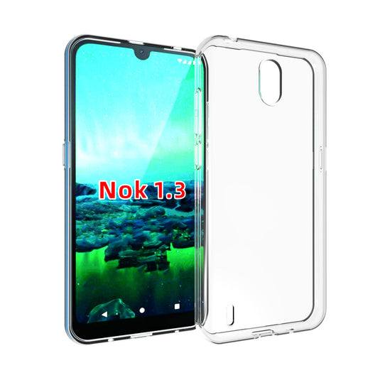 Nokia 1.3 - AirPillow Cushion Transparent Soft Clear TPU Four Corners Protective Case With 2PC 9H Tempered Glass Screen Protector