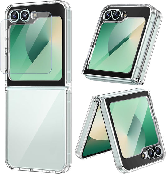 Samsung Z Flip 6 - Hard PC Ultra Thin Hinge Protection Shockproof Non-Slip Scratch-Resistant Full Protective Clear Case