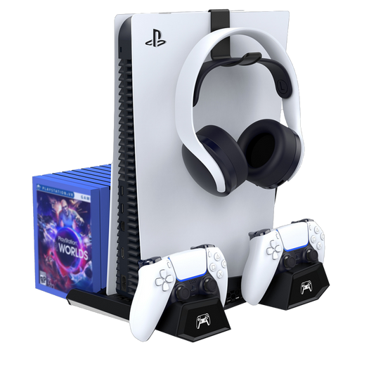 Sony PlayStation 5 PS5 - Fast Charging Vertical Stand Dock With Built-in Cooling Fan - Polar Tech Australia