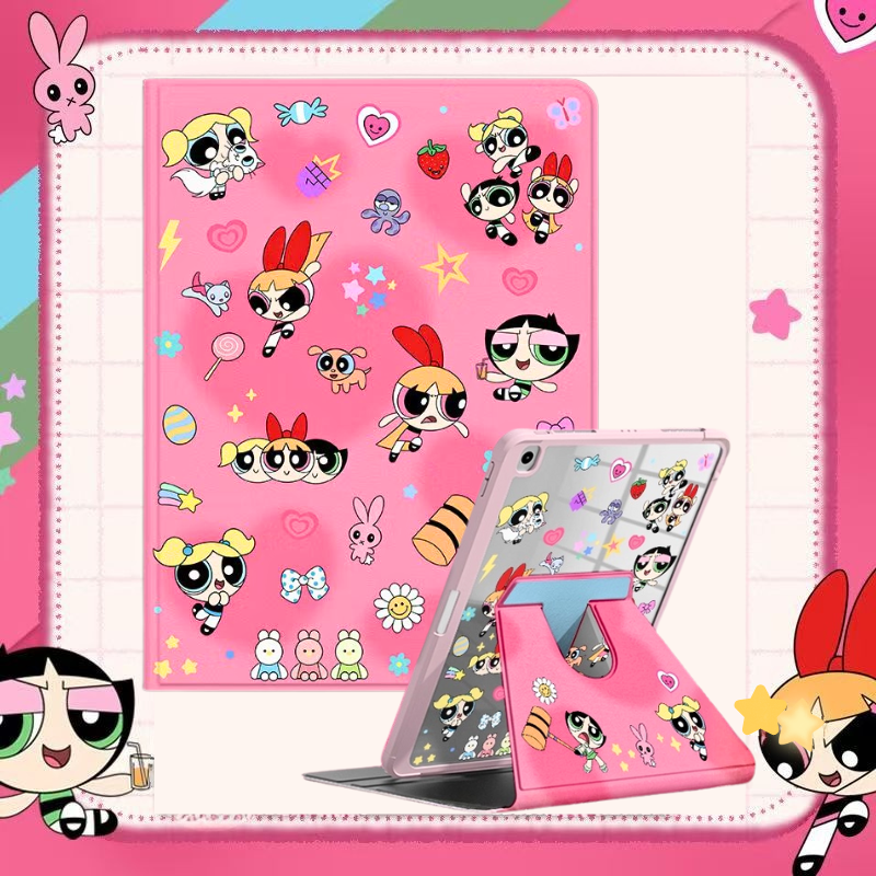 Load image into Gallery viewer, [Detachable][Built-in Pen Slot] Apple iPad 5/6 9.7'' 5/6th Gen (2017/2018) Powerpuff Girls Smart 360° Degree Rotate Stand Shockproof Flip Cover Case
