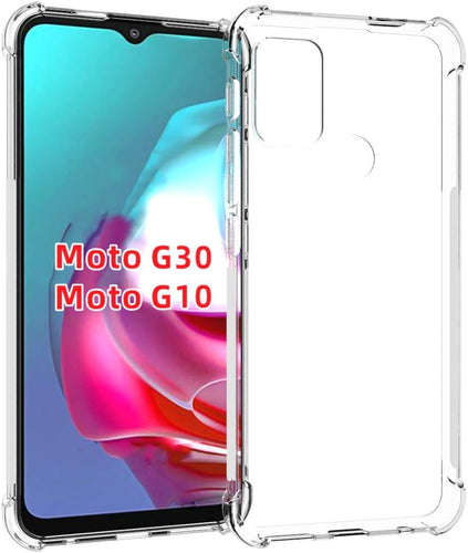 Motorola Moto G10/Moto G20/Moto G30/Moto G10 Power - AirPillow Cushion Transparent Soft Clear TPU Four Corners Protective Case With 2PC 9H Tempered Glass Sreen Protector