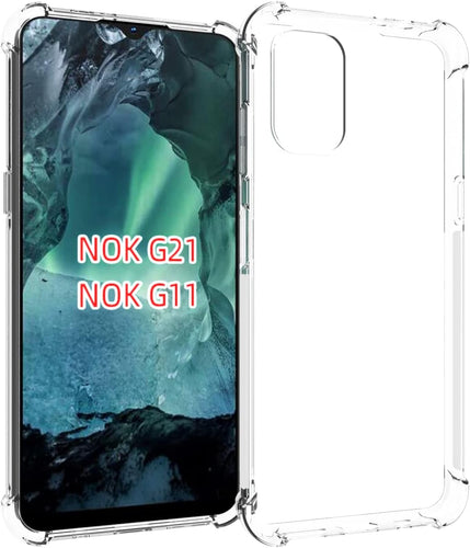 Nokia G21/G11 - AirPillow Cushion Transparent Soft Clear TPU Four Corners Protective Case With 2PC 9H Tempered Glass Screen Protector