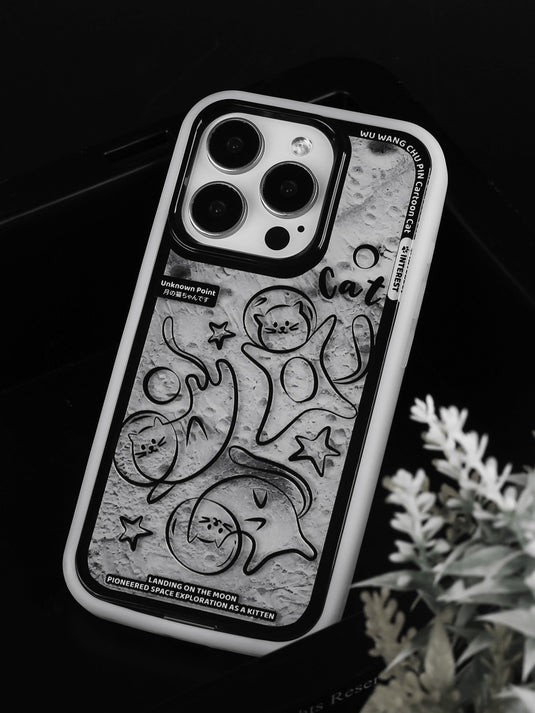 Apple iPhone 16/Pro/ Pro Max Manga cat design style Shockproof Fashion Series Case