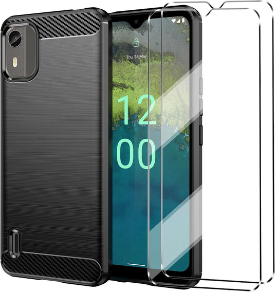 Nokia C12 Pro/C12/C12 Plus - Shield Shockproof Rugged Heavy Duty Case With 2PC 9H Tempered Glass Screen Protector