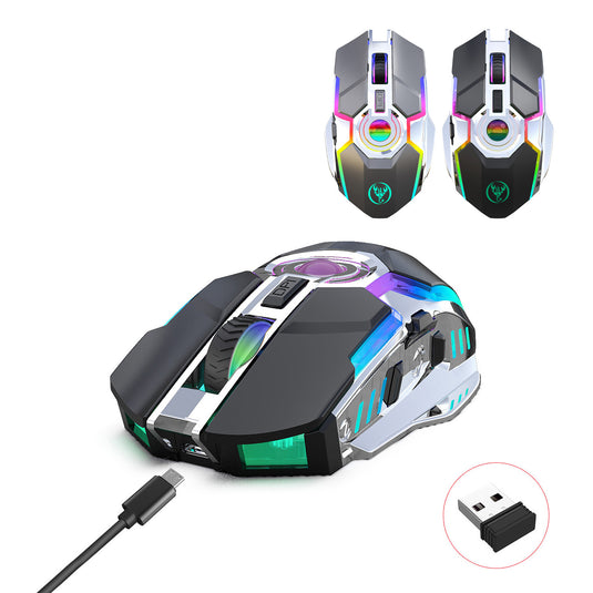 HYSJ Wireless RGB Lightweight Noise-Fre Gaming Mouse With USB Receiver And Decompress Crystal Ball