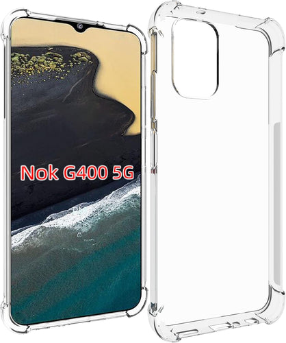 Nokia G400 - AirPillow Cushion Transparent Soft Clear TPU Four Corners Protective Case With 2PC 9H Tempered Glass Screen Protector