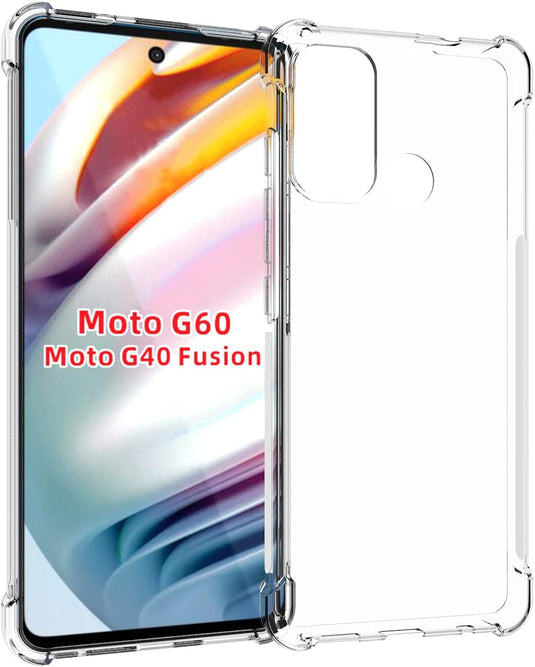 Motorola Moto G60 - AirPillow Cushion Transparent Soft Clear TPU Four Corners Protective Case With 2PC 9H Tempered Glass Sreen Protector