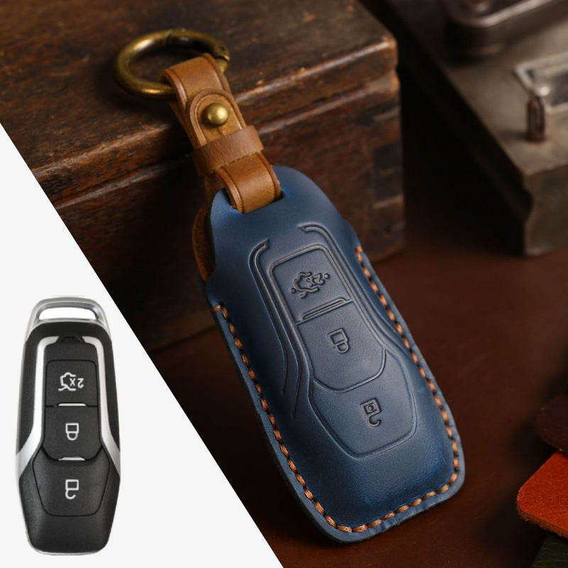 Load image into Gallery viewer, Ford Handcrafted Genuine Leather Car Key Protective Case For Edge, Mondeo, Ka, Fiesta, Focus, Galaxy, Mustang, Kuga
