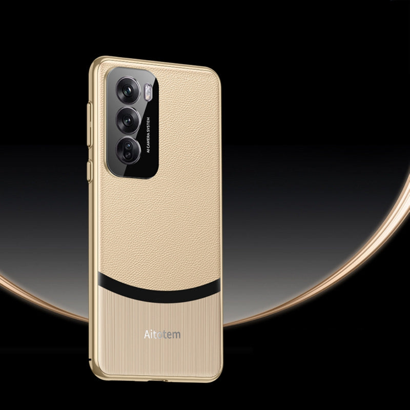 Load image into Gallery viewer, OPPO Reno12/Pro - Electroplated Spliced Vegan Leather Hard-Edge Shockproof Protective Case
