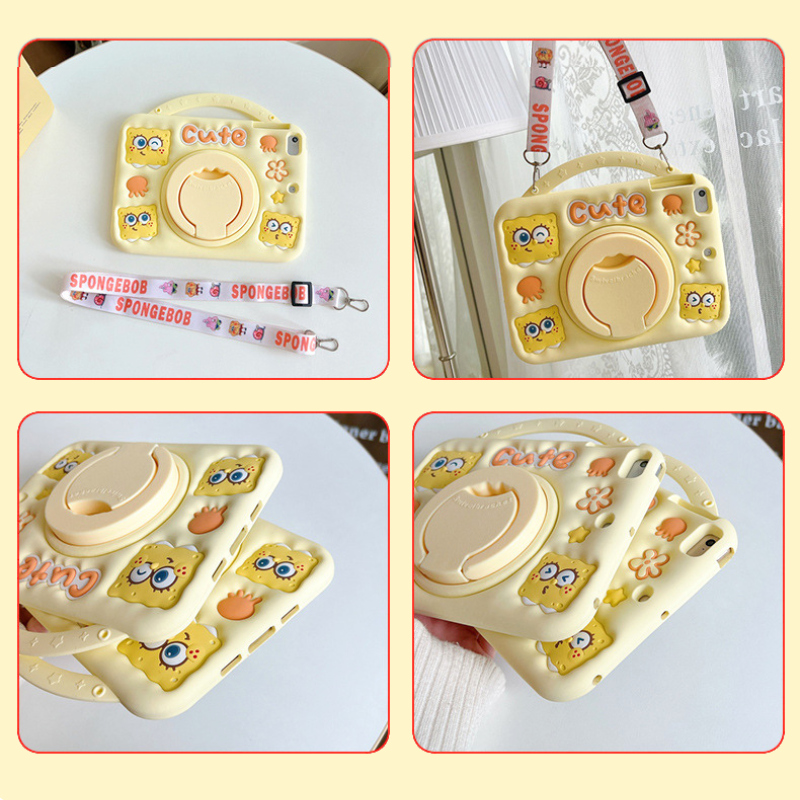 Load image into Gallery viewer, [Built-in Ring Holder][With Pen Slot] Apple iPad 5/6 9.7&#39;&#39; 5/6th Gen (2017/2018) SpongeBob Cartoon Silicone Anti-Drop Protective Case
