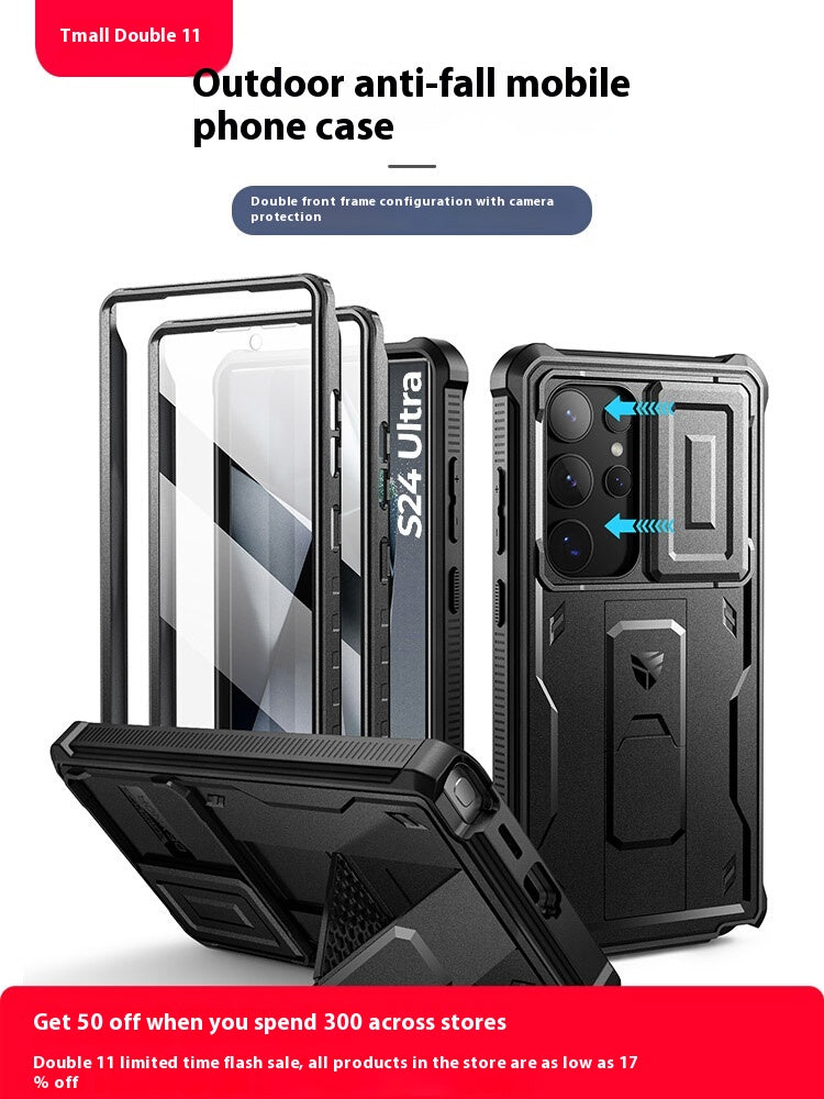 Load image into Gallery viewer, [Built-in Stand][Dustproof Lens Cap]Samsung Galaxy S24/Ultra/Plus/FE - Heavy Duty Defender Armor Drop Proof Stand Case
