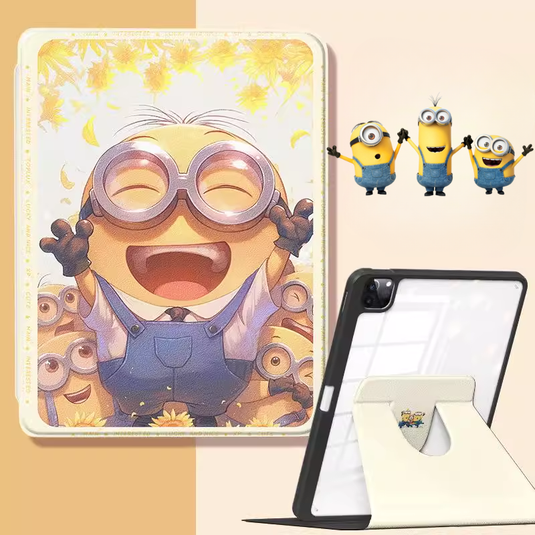 [Built-in Pen Slot] Apple iPad Mini 6/7 8.3'' 6/7th Gen (2021/2024) Minions Smart 360° Degree Rotate Stand Shockproof Flip Cover Case