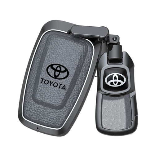 Toyota Zinc Alloy with Genuine Leather Full-Coverage Key Protective Case For RAV4, Camry, C-HR, Corolla, Prado, Prius