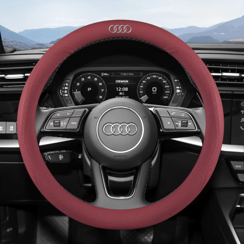 Load image into Gallery viewer, Audi Genuine Leather Breathable Steering Wheel Cover for Q5L, A4L, A6L, A3, A5, A7, A8, Q3, Q7, Q8
