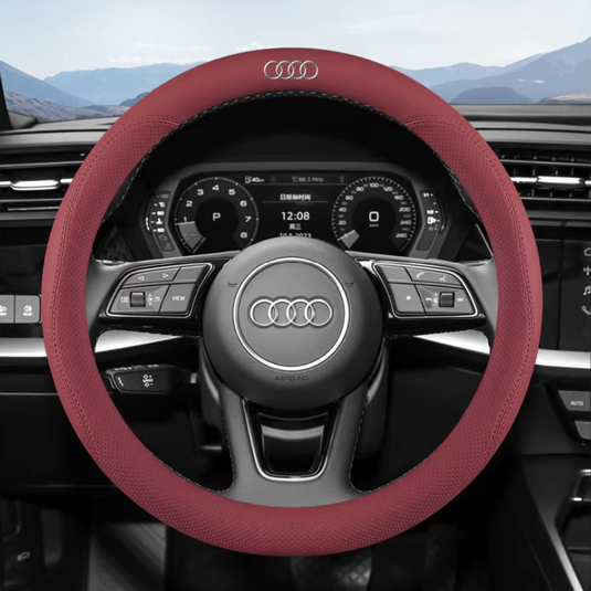 Audi Genuine Leather Breathable Steering Wheel Cover for Q5L, A4L, A6L, A3, A5, A7, A8, Q3, Q7, Q8