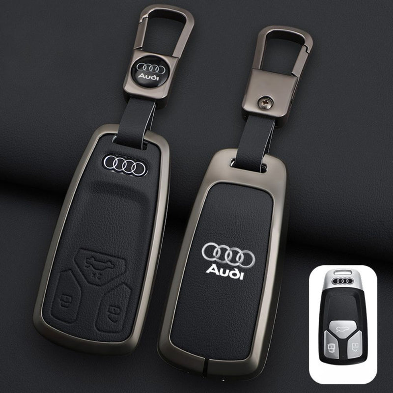 Load image into Gallery viewer, Audi Zinc Alloy + Leather Car Key Case For A4, A5, A6,A8, Q2, Q5, Q7
