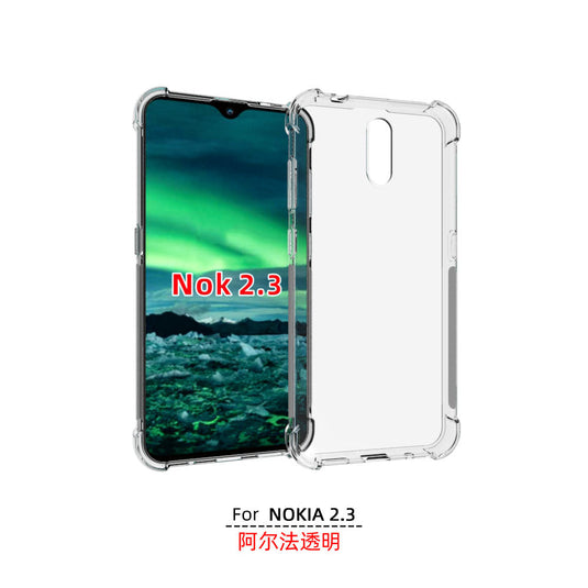 Nokia 2.3 - AirPillow Cushion Transparent Soft Clear TPU Four Corners Protective Case With 2PC 9H Tempered Glass Screen Protector