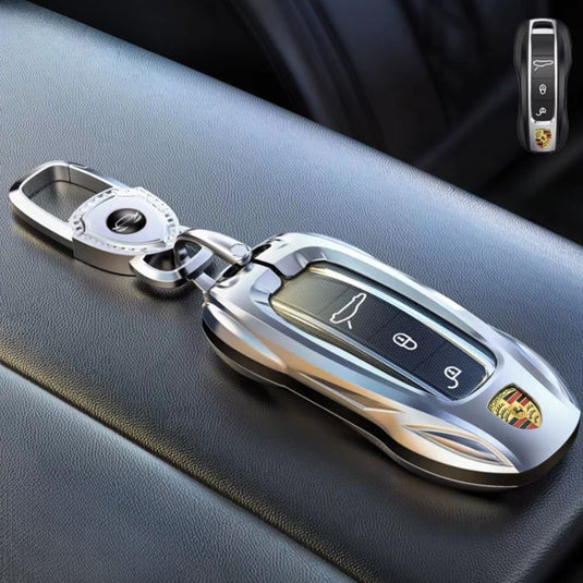 Porsche Stylish Metal Car Key Fob Case Cover For Cayenne, Macan, Panamera, Taycan, 718, 911