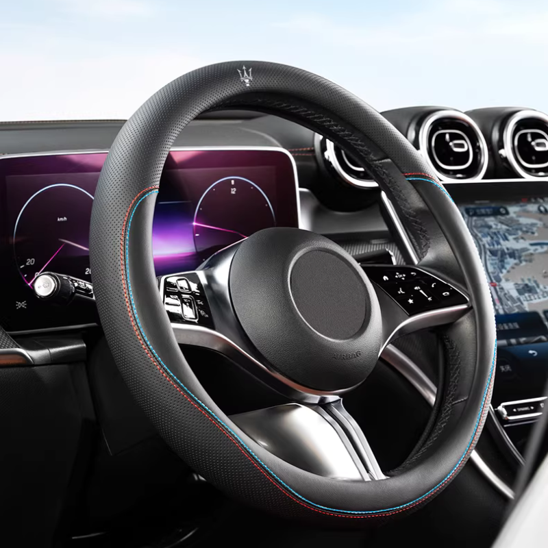 Load image into Gallery viewer, Maserati Nappa Leather Breathable Steering Wheel Cover for Quattroporte, Ghibli, Levante, MC20 - i-Station Mobile Phone &amp; Electronic Device Repair and Accessories
